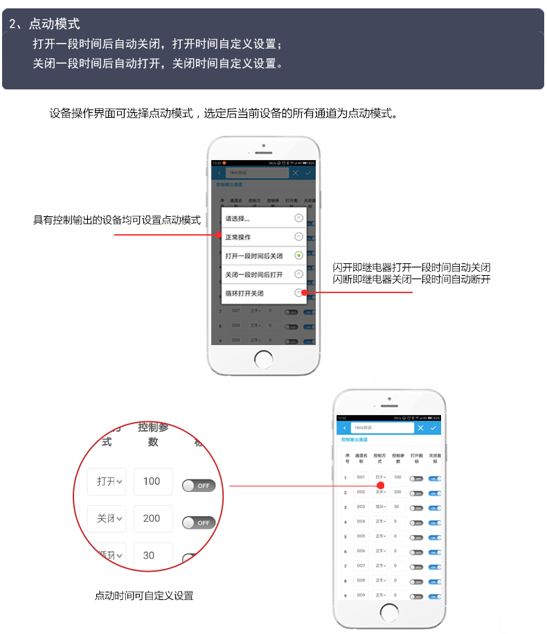 云平臺(tái) GPRS-2204-WS 遠(yuǎn)程控制開(kāi)關(guān)工作模式