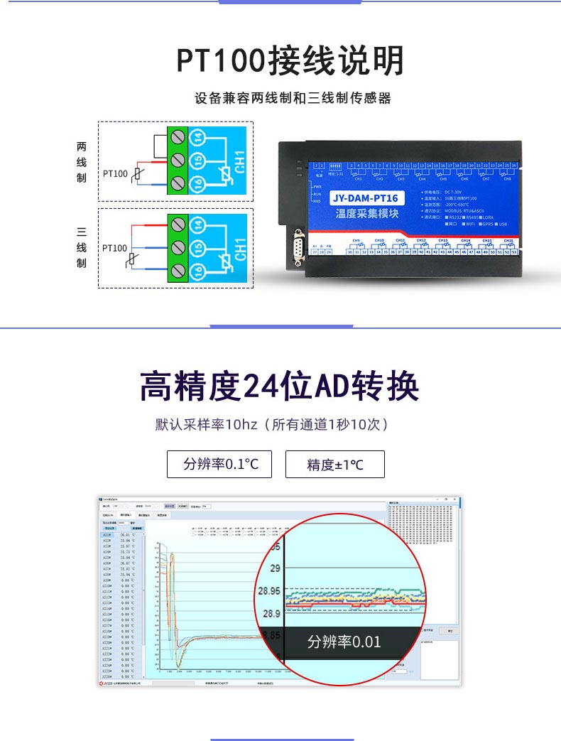 LoRaPT16 LoRa無線測(cè)溫模塊接線說明