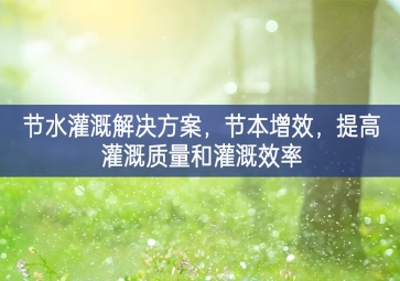 「智慧環(huán)?！构?jié)水灌溉解決方案，節(jié)本增效，提高灌溉質(zhì)量和灌溉效率